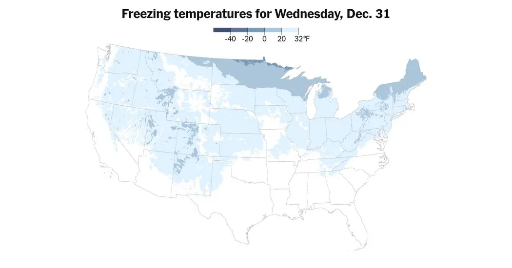 New Year’s Eve Forecast Is Very Cold Across the U.S.